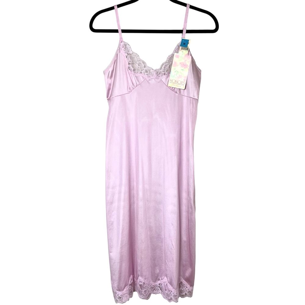 NWT Deadstock Vintage Satin & Lace Slip Dress Chemise Pink Coquette Small